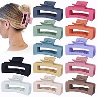 Sisiaipu 12 Pcs Medium Hair Clips 35 Inch Colorful Hair Clips For Thick And Thin Hair Square Claw Clips Jaw Clips Bulk H