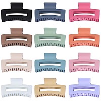 Sisiaipu 12 Pcs Medium Hair Clips 35 Inch Colorful Hair Clips For Thick And Thin Hair Square Claw Clips Jaw Clips Bulk H