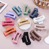 Sisiaipu 12 Pcs Medium Hair Clips 35 Inch Colorful Hair Clips For Thick And Thin Hair Square Claw Clips Jaw Clips Bulk H