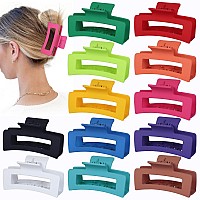 Sisiaipu 35 Inch Medium Hair Accessories 12 Pcs Square Jaw Clips For Thick And Thin Hair Rectangular Bulk Clips For Women An