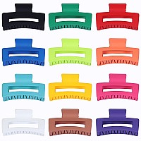 Sisiaipu 35 Inch Medium Hair Accessories 12 Pcs Square Jaw Clips For Thick And Thin Hair Rectangular Bulk Clips For Women An