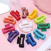 Sisiaipu 35 Inch Medium Hair Accessories 12 Pcs Square Jaw Clips For Thick And Thin Hair Rectangular Bulk Clips For Women An