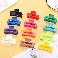 Sisiaipu 35 Inch Medium Hair Accessories 12 Pcs Square Jaw Clips For Thick And Thin Hair Rectangular Bulk Clips For Women An