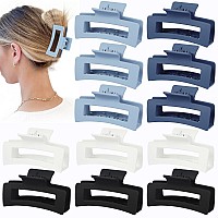 Sisiaipu 12 Pcs Medium Hair Clips 35 Inch Square Claw Clips For Thick And Thin Hair Blue