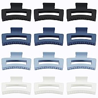 Sisiaipu 12 Pcs Medium Hair Clips 35 Inch Square Claw Clips For Thick And Thin Hair Blue