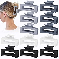 Sisiaipu Hair Clip 35 Inch Medium Hair Claw Clips 12 Pcs Square Claw Clips For Thick And Thin Hair Grey Rectangular Rectangl