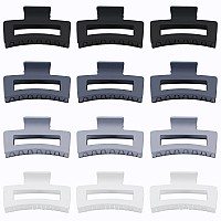 Sisiaipu Hair Clip 35 Inch Medium Hair Claw Clips 12 Pcs Square Claw Clips For Thick And Thin Hair Grey Rectangular Rectangl