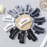 Sisiaipu Hair Clip 35 Inch Medium Hair Claw Clips 12 Pcs Square Claw Clips For Thick And Thin Hair Grey Rectangular Rectangl