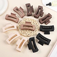 Sisiaipu Hair Claw Clips 35 Inch Medium Hair Clips 12 Pcs Square Jaw Clips For Thick And Thin Hair Brown Matte Black Dark