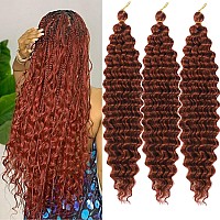 Ginger Deep Wave Braiding Hair 18 Inch Ocean Wave Crochet Hair 350 Color 5 Packs Curly Braiding Hair For Goddess Braids Copper S