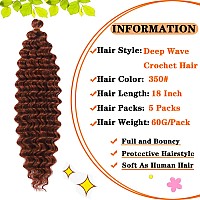 Ginger Deep Wave Braiding Hair 18 Inch Ocean Wave Crochet Hair 350 Color 5 Packs Curly Braiding Hair For Goddess Braids Copper S