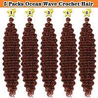 Ginger Deep Wave Braiding Hair 18 Inch Ocean Wave Crochet Hair 350 Color 5 Packs Curly Braiding Hair For Goddess Braids Copper S