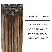 Fubili Clip In Hair Extensions Balayage Chocolate Brown To Caramel Blonde Real Human Hair Extensions 20 Inch 7Pcs 120G Remy Hair