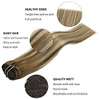 Fubili Clip In Hair Extensions Chestnut Brown Balayage To Platinum Blonde Mix Brown Real Human Hair Medium Brown Ombre Hair Exte