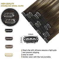 Fubili Lace Clip In Extensions Real Human Hair Balayage Walnut Brown To Ash Brown Mix Light Blonde Ombre Remy Hair Exteions 5 Pc