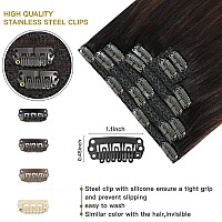 Fubili Clip In Hair Extensions Balayage Dark Brown To Chestnut Brown Ombre Real Human Hair 12 Inch 80G 5Pcs Natural Remy Hair Ex