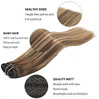 Fubili Clip In Hair Extensions Human Hair Balayage Chocolate Brown To Caramel Blonde 12 Inch 5Pcs 80G Real Hair Extensions Human