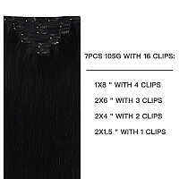 Fubili Black Clip In Human Hair Extensions 14 Inch Clip In Hair Extensions Lace Weft Real Human Hair Natural Black Brazilian Hai