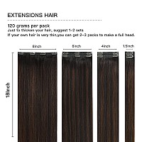 Fubili Clip In Hair Extensions Ombre Remy Hair Extensions Clip In Human Hair Dark Brown To Chestnut Brown Double Weft Balayage R