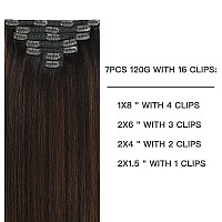 Fubili Clip In Hair Extensions Ombre Remy Hair Extensions Clip In Human Hair Dark Brown To Chestnut Brown Double Weft Balayage R