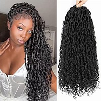 Alicoco Goddess Locs Crochet Hair 18 Inch 8 Packs Faux Locs Crochet Hair For Women Boho Locs Prelooped River Crochet Locs With