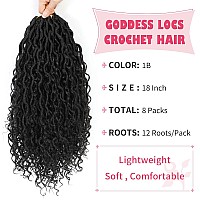 Alicoco Goddess Locs Crochet Hair 18 Inch 8 Packs Faux Locs Crochet Hair For Women Boho Locs Prelooped River Crochet Locs With