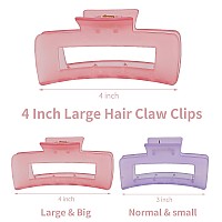 Sisiaipu 41 Inch Large Jumbo Jaw Square Clips For Thick Hair 12 Pcs Bulk Hair Accessories For Women And Girls Ice Cream