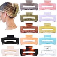 Sisiaipu 12 Pack Large Square Hair Claw Clips For Women And Girls 41 X 21 X 12 Inch 12 Rubber Paint And Plastic Materials