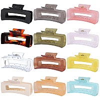 Sisiaipu 12 Pack Large Square Hair Claw Clips For Women And Girls 41 X 21 X 12 Inch 12 Rubber Paint And Plastic Materials