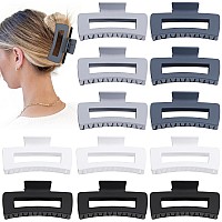 Sisiaipu Hair Claw Clips 12 Pcs Large 41 Inch Extra Long Square Hair Clips For Thick Hair Jumbo Jaw Clips Bulk Hair Accessor