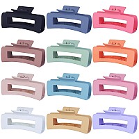 Sisiaipu 41 Inch Jumbo Hair Clips 12 Pcs Colorful Square Jaw Clips For Thick Hair Women And Girls Hair Accessories