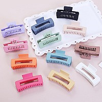 Sisiaipu 41 Inch Jumbo Hair Clips 12 Pcs Colorful Square Jaw Clips For Thick Hair Women And Girls Hair Accessories