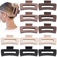 Sisiaipu 12 Pcs Large Hair Claw Clips For Thick Hair 41 X 21 X 12 Inch Square Hair Clips Jumbo Jaw Clips Bulk Hair Accesso