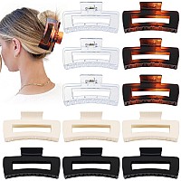 Sisiaipu 41 Inch Large Claw Clips 12 Pcs Jumbo Square Jaw Clips For Thick Hair Bulk Hair Accessories For Women And Girls T