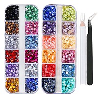 Eyenice Nail Art Rhinestones Kit 6 Sizes 156 Mm Colorful Nail Art Crushed Natural Sea Shell Nail Flakes Decoration With Stor