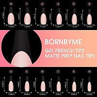 French Tips Gel Nail Tips Bornbyme Long Coffin Black French Tip Nails 120Pcs Matte Press On Nails Primer Base Coat 3 Gels Pr