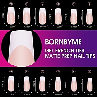 Medium Square French Tips Gel Nail Tips Bornbyme White French Tip Nails 120Pcs Matte Press On Nails Primer Base Coat 3 Gels