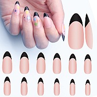 Almond French Tips Nails Bornbyme Long Coffin White French Tip Nails 120Pcs Matte Press On Nails Primer Base Coat 3 Gels Pre