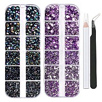 Eyenice 5320 Pieces Flat Back Gems Round Crystal Rhinestones 6 Sizes 156 Mm With Pick Up Tweezer And Rhinestones Picking Pen