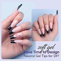 Xxl French Tips Gel Nail Tips Bornbyme Black French Tip Nails 120Pcs Matte Press On Nails Primer Base Coat 3 Gels Pre 12 Siz