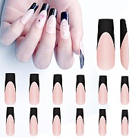 Xxl French Tips Gel Nail Tips Bornbyme Black French Tip Nails 120Pcs Matte Press On Nails Primer Base Coat 3 Gels Pre 12 Siz