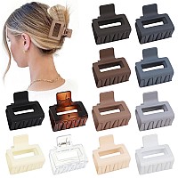 Sisiaipu 2 Inch Medium Hair Claw Clips 12 Pcs Square Hair Clips For Thin Hair Matte Nonslip Acrylic Banana Jaw Clips Bulk Hair A