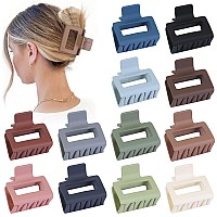 Sisiaipu 2 Inch Medium Hair Claw Clips 12 Pcs Square Hair Clips For Thin Hair Matte Nonslip Acrylic Banana Jaw Clips Bulk Hair A