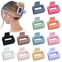 Sisiaipu 2 Inch Medium Hair Claw Clips 12 Pcs Square Hair Clips For Thin Hair Matte Nonslip Acrylic Banana Jaw Clips Bulk Hair A