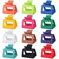 Sisiaipu 2 Inch Medium Hair Claw Clips 12 Pcs Square Hair Clips For Thin Hair Matte Nonslip Acrylic Banana Jaw Clips Bulk Hair A