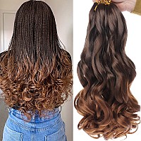 Cookoo Ombre Brown French Curl Braiding Hair 14 Inch 2 Packs Loose Wave Bouncy Braiding Hair 50Gpack Pre Stretched Yaki Curly B