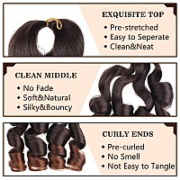 Cookoo Ombre Brown French Curl Braiding Hair 14 Inch 2 Packs Loose Wave Bouncy Braiding Hair 50Gpack Pre Stretched Yaki Curly B