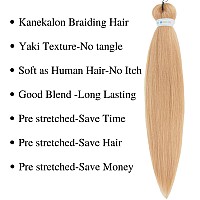 Gozill Honey Blonde Braiding Hair Pre Stretched Kanekalon Prestretched Braiding Hair Ez Braid Hypoallergenic Colored Braiding Ha