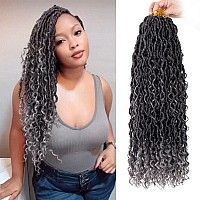 Zrq 24 Inch Tgrey River Locs Crochet Hair 8Packs Goddess Locs Crochet Hair Pre Looped Grey Bomemian Locs With Curly Ends Hippie