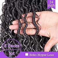 Zrq 24 Inch Tgrey River Locs Crochet Hair 8Packs Goddess Locs Crochet Hair Pre Looped Grey Bomemian Locs With Curly Ends Hippie